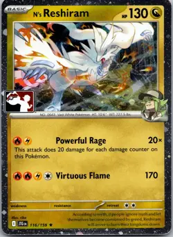 N's Reshiram - Holo Rare Prize Pack Series Cards 116/159 NM - Image 1