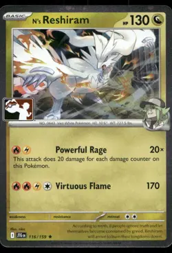 N's Reshiram 116/159 Rare Prize Pack Series Cards Pokemon Holo Near Mint - Image 1