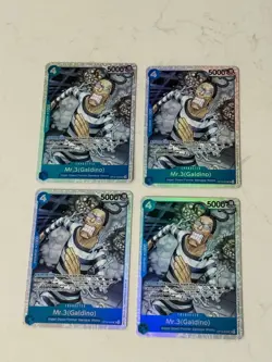 Playset Bandai One Piece TCG Mr.3 (Galdino) OP16-056 SR Blue English x4 - Image 1