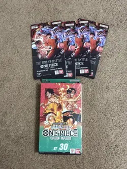 One Piece OP-16 The Time Of Battle 4 Sleeved Booster Packs & ST-30 Deck - NEW - Image 1