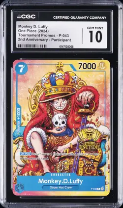 2024 ONE PIECE #P-043 MONKEY D. LUFFY CGC 10 GEM MINT - Image 1