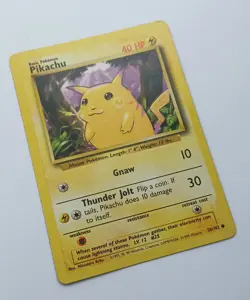Pokemon TCG Pikachu 58/102 LP/NM Near Mint Yellow Cheeks Base Set Card WOTC 1999 - Image 1