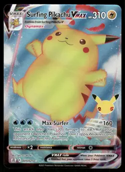 Pokemon Cards Surfing Pikachu VMAX 009/025 Holo Celebrations VMAX Rare NM *2 - Image 1