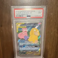 Pokemon Slowpoke & Psyduck GX 218/236 Sm-Unified Minds Full Art Holo PSA 9 2019 - Image 1