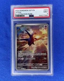 2024 POKEMON SSP EN-SURGING SPARKS ILLUSTRATION RARE #203 LATIOS PSA 9 - Image 1