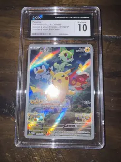 Pokemon Pikachu TCG 001/Sv-p S. Chinese S&V Preorder Promo CGC Pristine 10 - Image 1