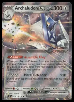 Pokemon SV08: Surging Sparks #130/191 Archaludon ex Holo - Image 1