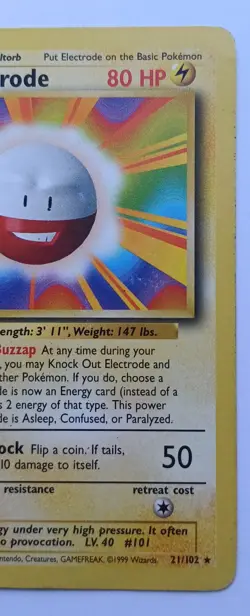 Pokemon TCG Electrode 21/102 Base Set Holo WOTC Vintage 1999 LP/NM - Image 4