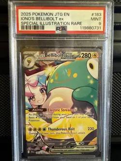 2025 POKEMON JTG EN IONO’S BELLIBOLT ex SPECIAL ILLUSTRATION RARE #183 PSA 9 - Image 1