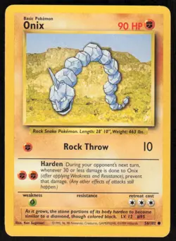 1999 Pokemon Game Base Set #056/102 Onix Common - Image 1