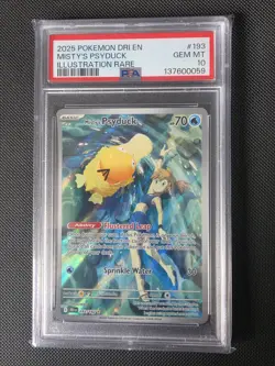 Pokemon TCG Misty's Psyduck Destined Rivals 193/182 Illustration Rare PSA 10 - Image 1