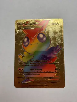 Custom Gold Foil Display Card Victini VMAX Rainbow Fan Art Card NM - Image 1