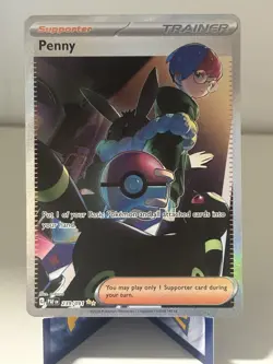 Pokemon TCG Penny Paldean Fates Trainer Holo Card 239/091 Illustration Rare - Image 1
