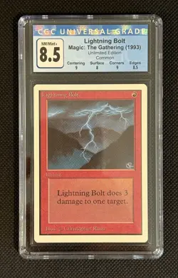 MTG Unlimited Lightning Bolt CGC 8.5 NM/Mint+ 1993 8.5B++ - Image 1