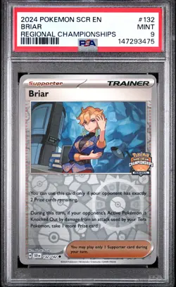 2024 POKEMON SCR EN-STELLAR CROWN REGIONAL CHAMPIONSHIPS #132 BRIAR PSA 9 - Image 1