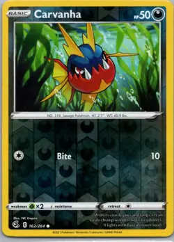 Pokemon TCG Carvanha 162/264 Fusion Strike Rev Holo NM - Image 1