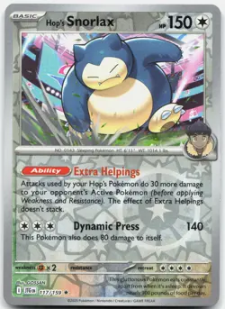 Hop's Snorlax Rare Journey Together Reverse Holo 117/159 NM/M Pokemon - Image 1