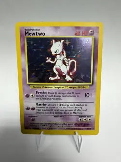 Pokemon TCG Mewtwo 010/102 Base Set Holo Rare MP/HP - Image 1