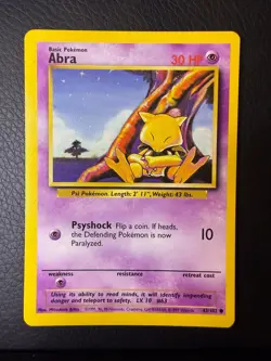 LP Base Set Unlimited Abra 43/102 Common Pokemon - Image 1