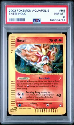 Entei #H8 Holo Rare 2003 Pokemon Aquapolis PSA 8 - Image 1