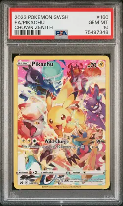 2023 POKEMON SWORD & SHIELD CROWN ZENITH #160 FULL ART/PIKACHU PSA 10 - Image 1