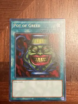 Yugioh LOB-EN119 Pot Of Greed Rare 25th Anniversary NM - Image 1