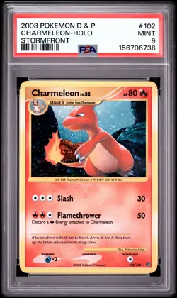 2008 POKEMON DIAMOND & PEARL STORMFRONT #102 CHARMELEON-HOLO PSA 9 (Big Swirl) - Image 1