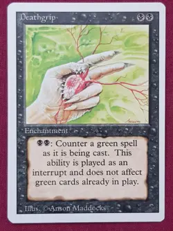 Magic The Gathering REVISED DEATHGRIP black card MTG - Image 1