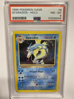 1999 Pokemon Base Set Gyarados #6 Holo Rare English Unlimited 6/102 PSA 8 NM-MT - Image 1
