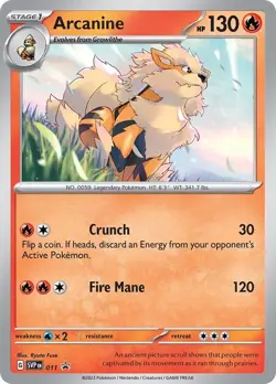 Pokemon Card - Arcanine Holo Rare 011 Black Star Promo Scarlet & Violet SVP - NM - Image 1