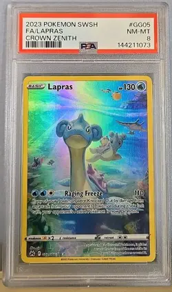 2023 Pokemon Crown Zenith Lapras Full Art GG05/GG70 PSA 8 - Image 1