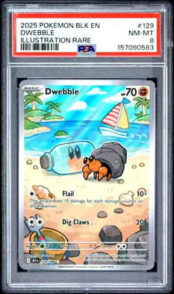 2025 Pokemon Black Bolt 129 Dwebble PSA 8 157090583 - Image 1