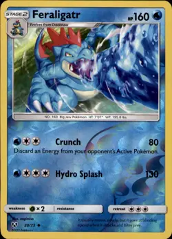 Feraligatr 20/73 Uncommon Shining Legends Pokemon Reverse Holo Near Mint - Image 1