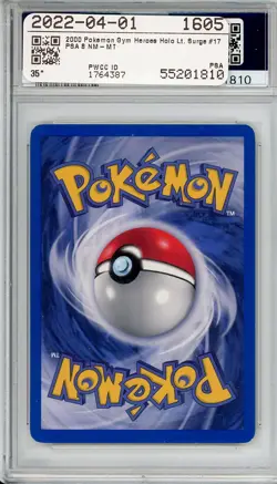 2000 Pokemon Gym Heroes Lt Surge Holo SWIRL 17 PSA 8 - Image 2