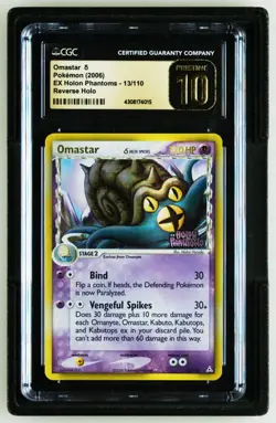 CGC 10 Pristine Omastar 13/110 Pokemon EX Holon Phantoms Reverse Holo Gem Mint - Image 1