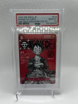 PSA10 Monkey D Luffy ST21-014 SR Promo Japanese One Piece Magazine Vol.20 Card - Image 1