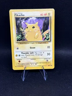 Pikachu Pokemon Base Set Card 58/102 Electric Type Trading Card - Image 1
