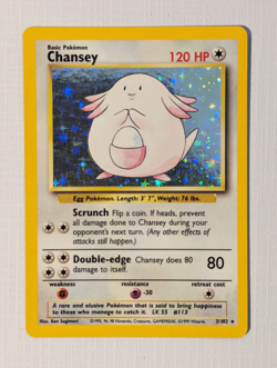 Rare Chansey 3 / 102 Base Set Unlimited Holo Pokemon TCG Card NM - Image 1