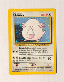 Rare Chansey 3 / 102 Base Set Unlimited Holo Pokemon TCG Card NM - Image 3