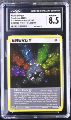 CGC 8.5 Multi Energy 93/100 EX Sandstorm Cosmos Holo E-League Swirl Pokemon Card - Image 1