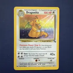 Pokemon TCG Dragonite Fossil 1999 Unlimited Holo Rare Card 04/62 WOTC Vintage LP - Image 1
