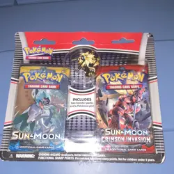 Pokemon TCG Sun & Moon 2 Booster Packs Sealed Blister Solgaleo Pin - Image 1