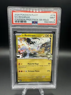 PSA 9 - Pokemon TCG N's Reshiram 116/159 Prize Pack Series 8 Stamped Holo Rare - Image 1