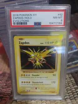2016 POKEMON XY EVOLUTIONS #42 ZAPDOS-HOLO PSA 8 - Image 1