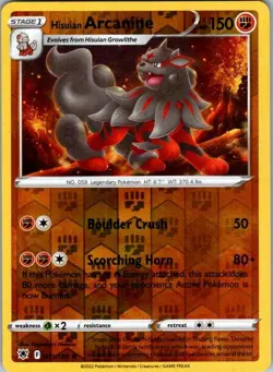 Hisuian Arcanine 071/189 Astral Radiance Pokemon Reverse Holo Near Mint - Image 1