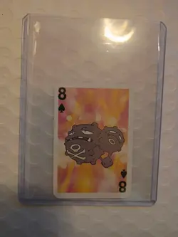1999 Pokemon Weezing Mini Playing Card Poker Bicycle 8 of Spades - Image 1