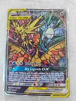 Pokemon Moltres Zapdos Articuno GX SM210 Stained Glass Promo Sealed Hidden Fates - Image 1