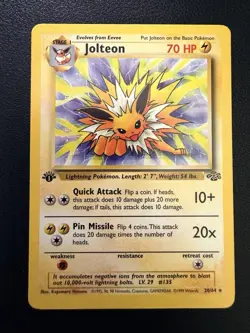 Jolteon 20/64 1st Edition Jungle Set Non Holo Vintage 1999 WOTC Pokemon Card - Image 1