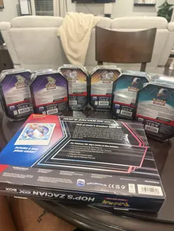 Pokemon Sealed Lot Hop’s Zacian ex Box & 6 Mini Tins Factory Sealed - Image 3