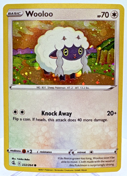 Pokemon Card Wooloo 222/264 Fusion Strike Promo Cosmos Holo - Image 1